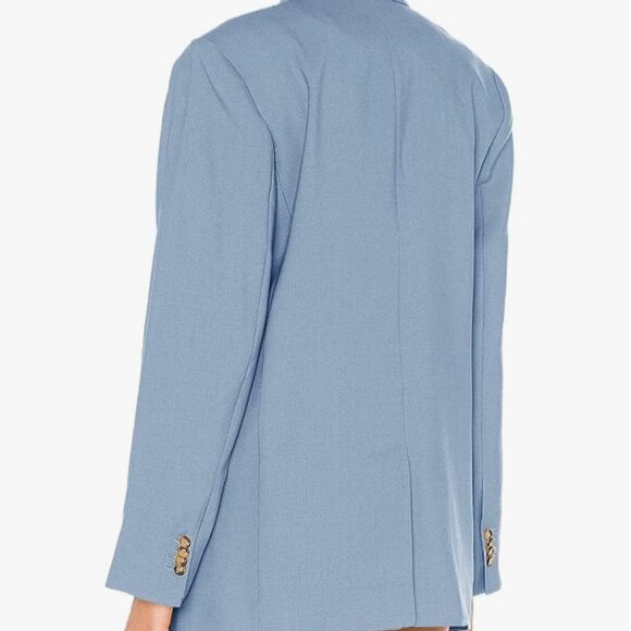 Women's Oversized Light Blue Double-Breasted Blazer - Picture 7 of 10